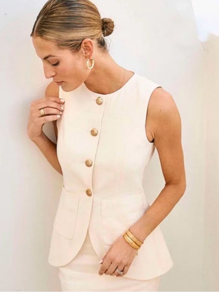 Nwt Antonio Melani X M.G. Style Sophia Linen Blend Gold Shell Vest Top